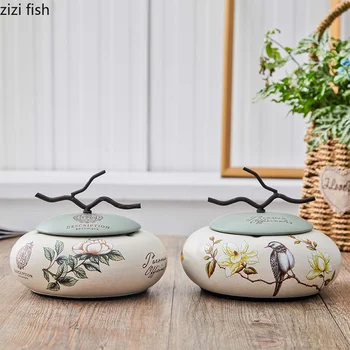 

Creative Retro Ceramic Ashtray Handmade with Lid Ashtray Desktop Decorative Smoking Supplies Flower and bird Branch