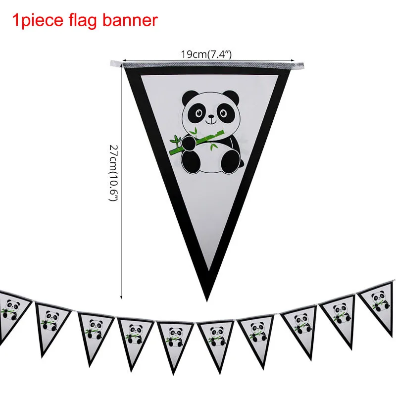Панда вечерние прогулочные животные шарики с пандой Happy День рождения украшения дети скатерть Бумага тарелки салфетки расходные материалы - Цвет: Panda flag banner