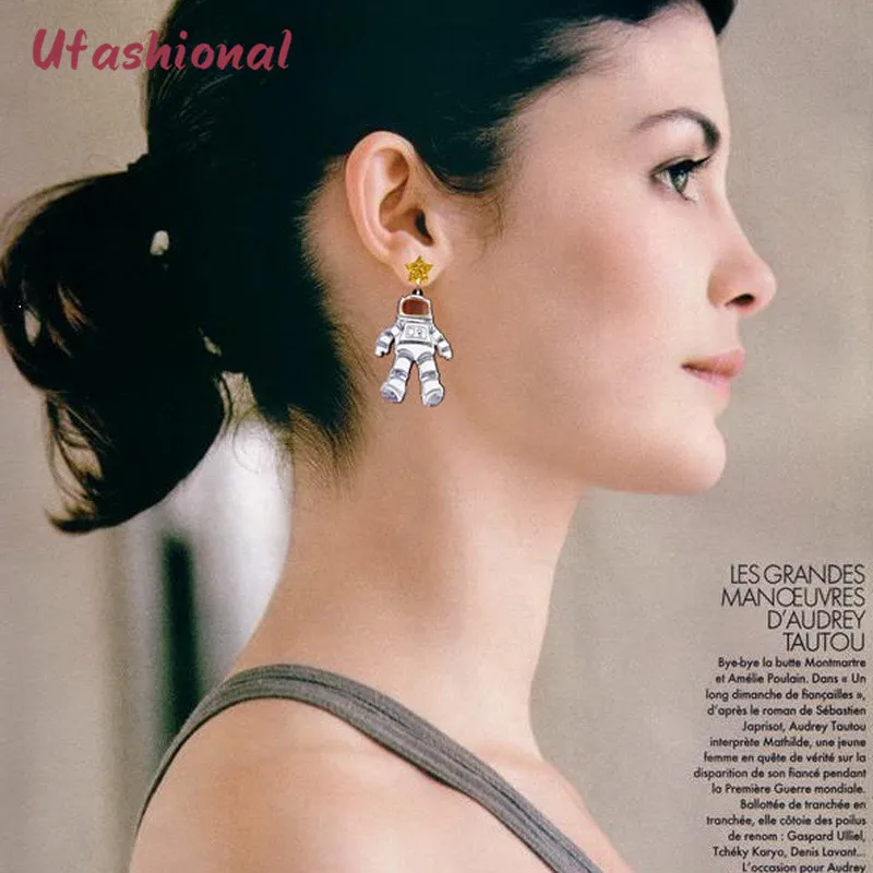 

Long Drop Earrings For Women Gotic Fashion Mujer Jewelry Robot Star Pendant Acrylic Feminino Pendientes Bijoux Brincos Femme