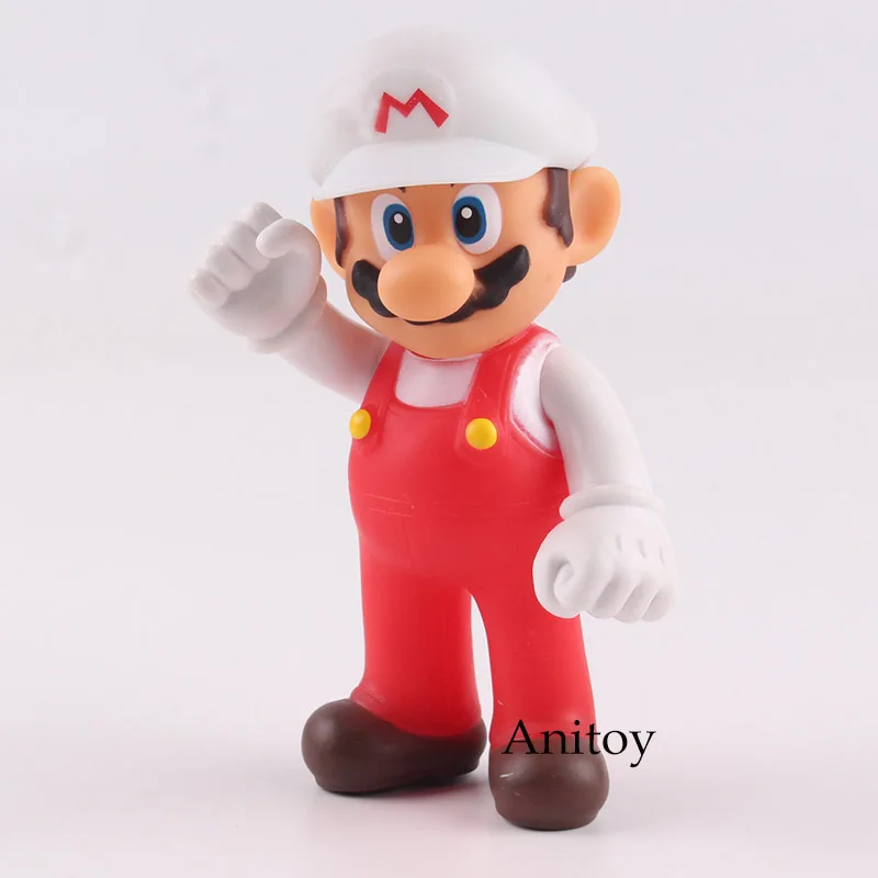 

Super Mario Bros Figure Toys Mario Action Figure in White Hat PVC Collectible Model Toys Action Figures for Kids Gift 12cm