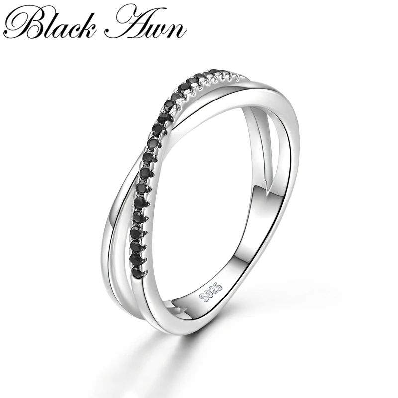 [BLACK AWN] Настоящее серебро пробы ювелирные изделия обручальные кольца для женщин модное круглое кольцо на палец с отверстиями G009