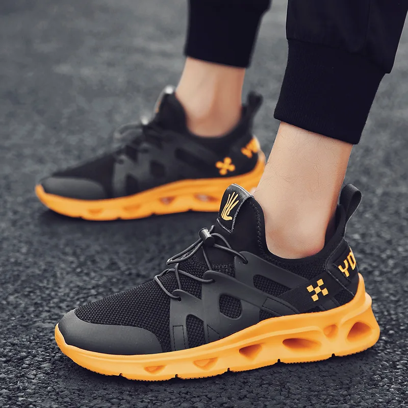

BZBFSKY Spring new low shoe men shoes breathable elastic belt mesh yarn Sports mens sneakers casual off white brand shoes