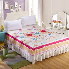1pc New Cotton Bespread Fashion Soft Comfortable Bed Skirt Non-slip Queen King Size Fitted Bed Sheet