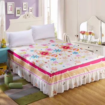 

1pc New 100% Cotton Bespread Fashion Soft Comfortable Bed Skirt Non-slip Queen King Size Fitted Bed Sheet