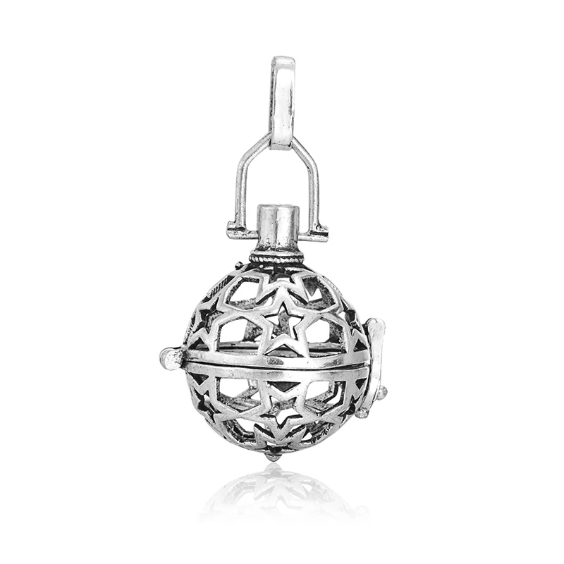 1 шт., антикварная серебряная музыкальная шкатулка для беременных, пустотелая клетка, Lockt подвески для самостоятельного изготовления эфирного масла, плавающий медальон, ожерелье - Окраска металла: N
