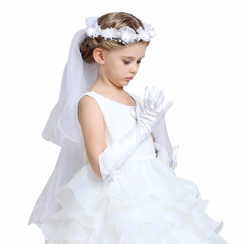 

New 1 Pairs Cute Infant Baby Child Girls Elbow Long Party Gloves Wedding Gloves no24
