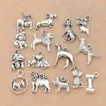 15 шт микс тибетские посеребренные талисманы "Собака" Подвески для изготовления ювелирных изделий браслет DIY аксессуары ручной работы