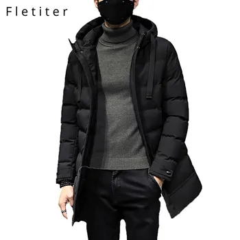 

Fletiter Brand Men Hooded Parkas New Fashion Mens Quality Casual Long Jacket Coats Male Windproof Thick Winter Parkas Outerwear