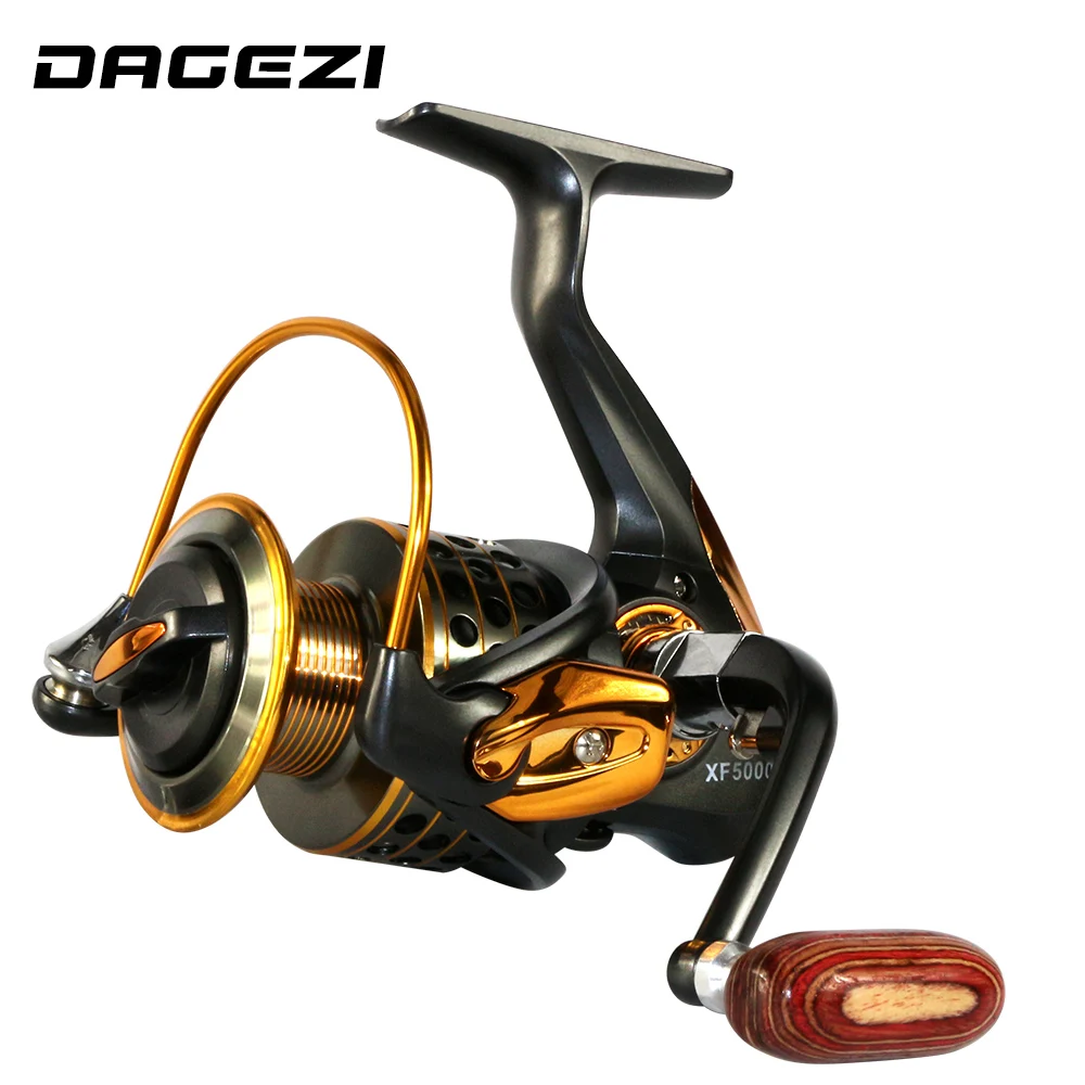 

DAGEZI Gapless metal head spinning wheel 13+1BB spinning fishing reel 1000-7000 series All-metal wood Handle fishing reels
