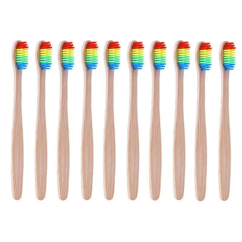10pcs Soft Rainbow Toothbrushes Environmentally Bamboo Baby