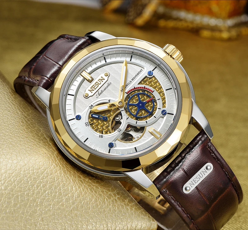 Швейцарские роскошные Брендовые Часы NESUN Skeleton Tourbillon мужские часы с