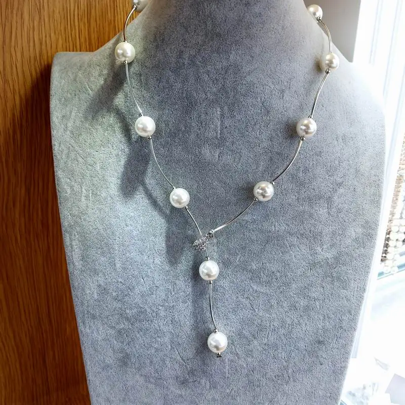 Новинка, женское ожерелье с искусственным жемчугом, роскошное модное ювелирное изделие, длинное ожерелье для свадебной вечеринки, подарки для матери и девушки