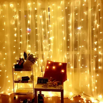 

Thrisdar LED Curtain Icicle Fairy String Light 3x1M 3x2M 3x3M Window Christmas Garland Light Party Wedding Fairy String Light