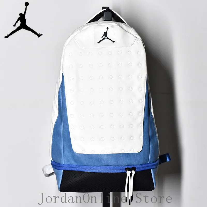 

Jordan Retro AJ13 Sport Bags Men Women Bookbag Climbing Laptop Bag Sport-Backpack Quality Couple Bag White Blue Color