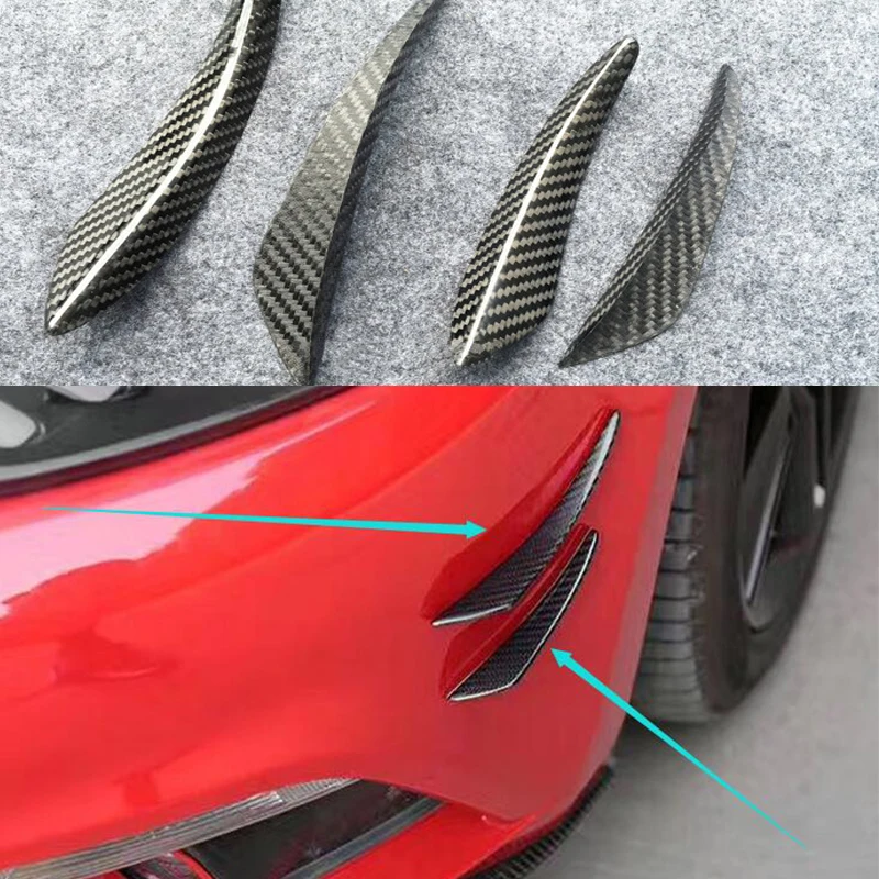 Carbon Fiber Front Bumper Lip Splitter Fins Body Spoiler Canard Valence