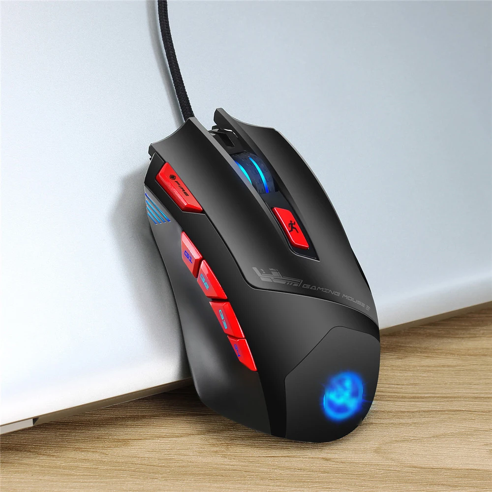 

9 Buttons Macro Definition Mouse Max 6000 DPI Optical Gaming Mouse Office Home Colorful Backlit USB Wired Mice for E-sport Gamer