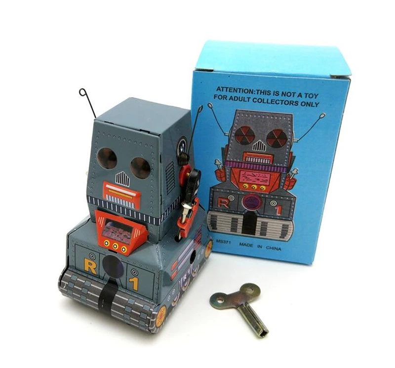 Robot de tanque de colección Vintage, juguetes clásicos de lata, relojería, modelo de robot de tanque de cuerda, juguetes de lata para adultos y niños, regalo coleccionable|Juguetes de cuerda| -