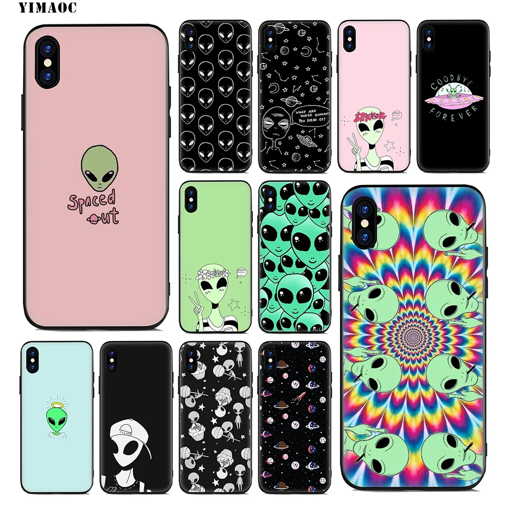 YIMAOC Alien Believe UFO Soft Silicone Case for iPhone 11 Pro Xr Xs Max X or 10 8 7 6 6S Plus 5 5S SE Cover |