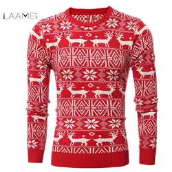 Laamei 2018 бренд Рождество стиль Зимний пуловер свитер мужские олень печатных с длинным рукавом свитеры для женщин Повседневное Slim Fit толст