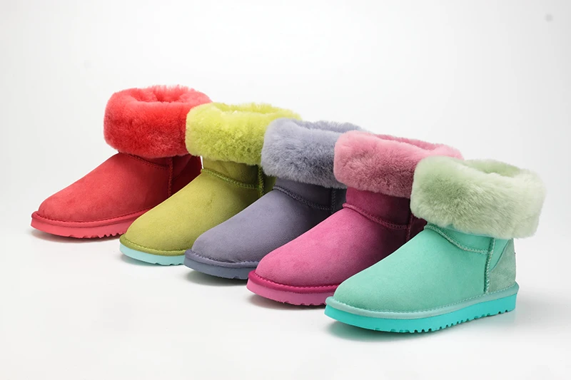 Наивысшего качества зимние ботинки на натуральной овчине для женщин водонепроницаемые зимние ботинки натуральный мех шерсть женские ботинки