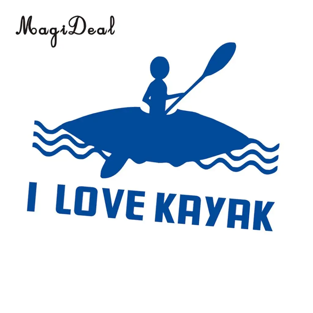 MagiDeal Waterproof 1Pc I LOVE KAYAK Kayak Canoe Stickers for Rowing Boat Funny Decal Cars Window Outdoor Surface Applications