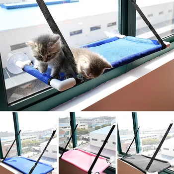 

Cat Hammock Bed Mount Window Breathable Hanging Pet Bed 10KG Strong Suction Cups Cat Shelves Sunbath Hammock Bed for Cat
