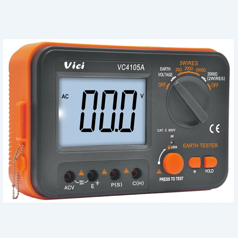 Digital LCD Display Earth Ground Resistance Meter Tester Voltage Measurement VC4105A Digital LCD Display Earth Ground Resistance Meter Tester Voltage Measurement VC4105A