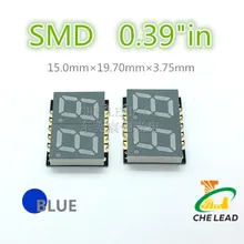 20 шт./лот синий 0.39 дюйм(ов) 7-сегментный SMD LED Дисплей 0.3" 0.39in 2 бит smd цифровой трубки Цифровой Дисплей