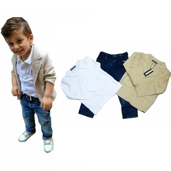 

2018 baby boys' loose-fitting clothing sets kids clothes coat +T-shirt +pants 3 pcs / Set kids casual set 2 3 4 5 6 7 8 years