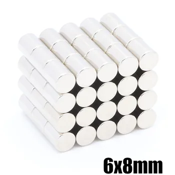 

100Pcs Neodymium Magnet Disc 6x8 mm N35 Permanent NdFeB Small Round Super Strong Powerful Magnetic Magnets For Craft 6 x 8 mm