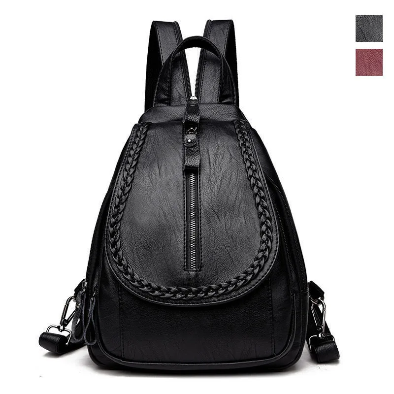 

2019 Spring Red Hot Real Genuine Leather Women's Backpacks Ladies Daily Cowhide Backpack Female Girl's School Book Bags