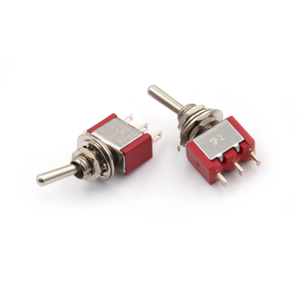 

Newest 2pcs/lot Red 3 Pin ON-OFF-ON 3 Position SPDT Mini Momentary Toggle Switch 2A 250VAC / 5A 120VAC Low Price