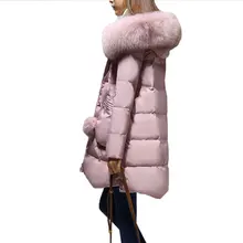 Plus size Women Winter 90% Duck down Long Coat Hooded Big Fur collar Fluffy Warm Down jacket 2017 New Thicken Female Parkas X282