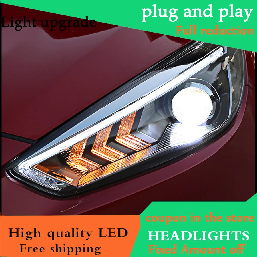 

Car Styling Head Lamp For Ford Focus MK3 Headlights 2015-2017 LED Headlight DRL Daytime Running Light Bi-Xenon HID Accessories