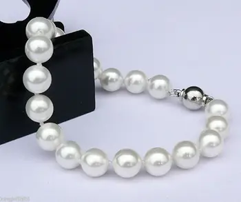 

charming 8mm white South Sea Shell Pearl Bracelet AAA 7.5> free shipping