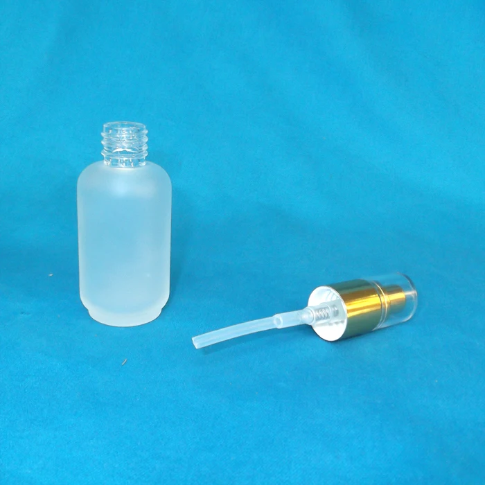 10PCS 30ML Frosted Glass Lotion Pump Bottles Serum Essential Oil Bottle Refillable Cosmetic Packing container