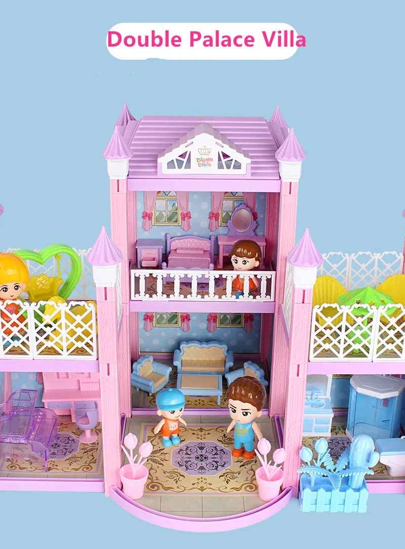 Детская принцесса, большая семья, замок, вилла, пластиковая головоломка, сборка, сделай сам, кукольный дом, 3 года, игрушки для детей, игрушки, подарок на день рождения