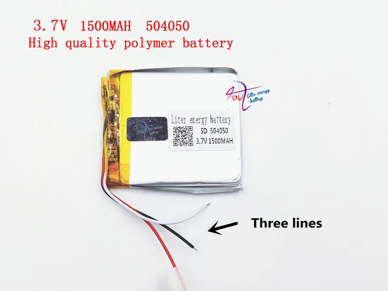 

Three-wire polymer lithium battery 3.7v 504050 1500mah Liter energy battery navigation and positioning monitor
