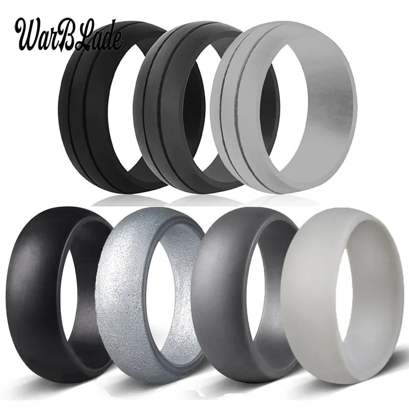 7pcs/set 6-12 Size Hypoallergenic Crossfit Flexible 8mm Silicone Finger Ring Rubber Rings For Men Women Wedding Rings Jewelry