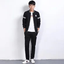 Весна осень мужской комплект мужской одежды костюмы мужские толстовки Бейсбольный воротник с длинными рукавами Повседневный свитер с капюшоном и брюки для мужчин
