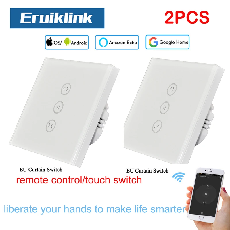 

2PCS EU Standard Curtain Switch For Roller Motor With 4Wires Work with Google Home Assistant Alexa Echo Support Wifi APP Control