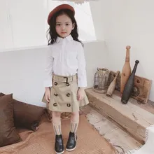 Новинка года; сезон осень; белая блузка; топ для маленьких девочек; Лидер продаж; Модная белая рубашка для маленьких девочек; Топ