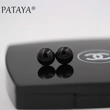 PATAYA модные популярные серьги с черным ониксом, Новое поступление, круглые серьги-гвоздики из натурального камня, женские свадебные Роскошные серьги, ювелирные изделия