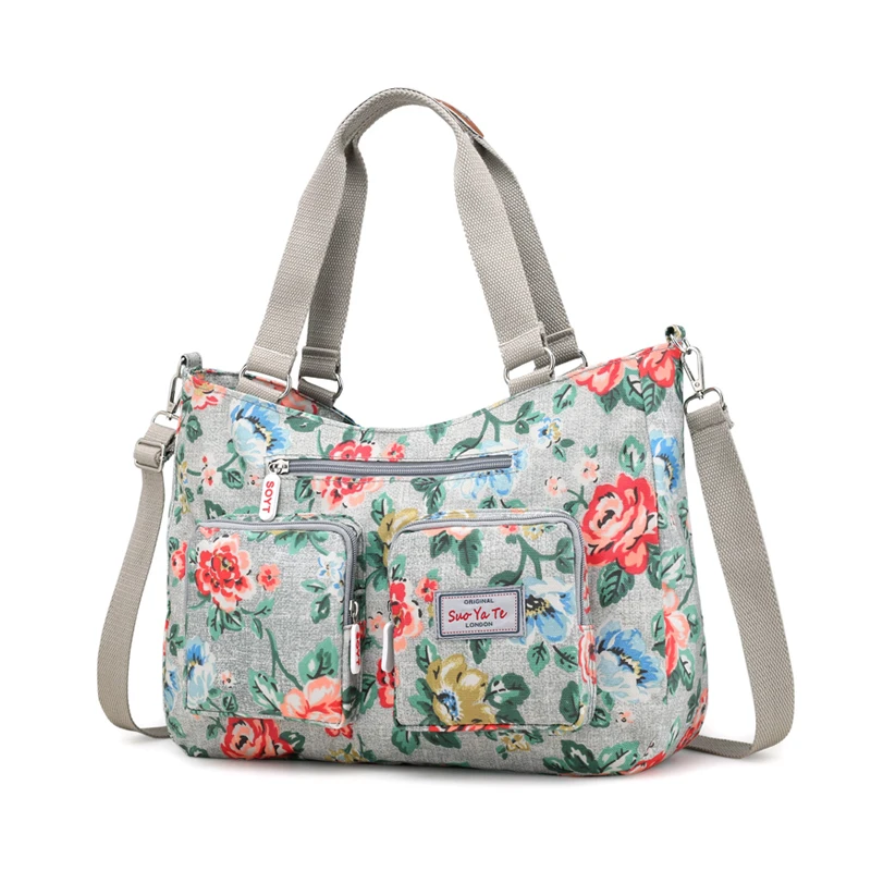 

Design Nylon Shoulder Bags For Women 2018 Floral Printing Female Handbags High Capacity Casual Tote Beach Bag Sac A Main