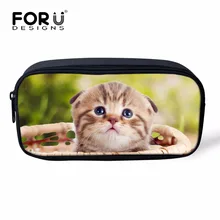 FORUDESIGNS/модные женские дорожные косметички для макияжа с милым животным принтом кота, портативные школьные Пеналы, чехлы для детей