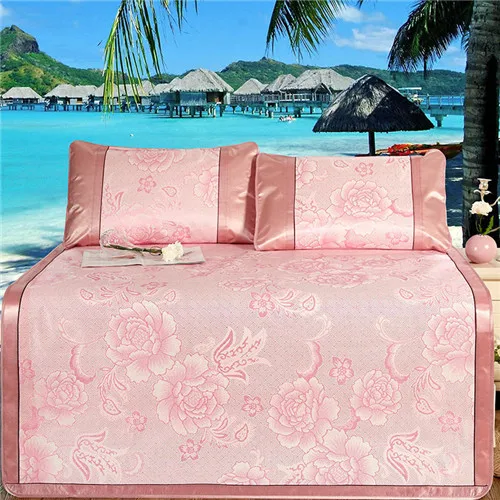 pink peony Домашний текстиль, цветочный летний классный коврик, защитный коврик для кровати, 150*195 см, наматрасник, резиновый Натяжной лист, летний коврик для кровати из вискозного волокна - Цвет: pink peony