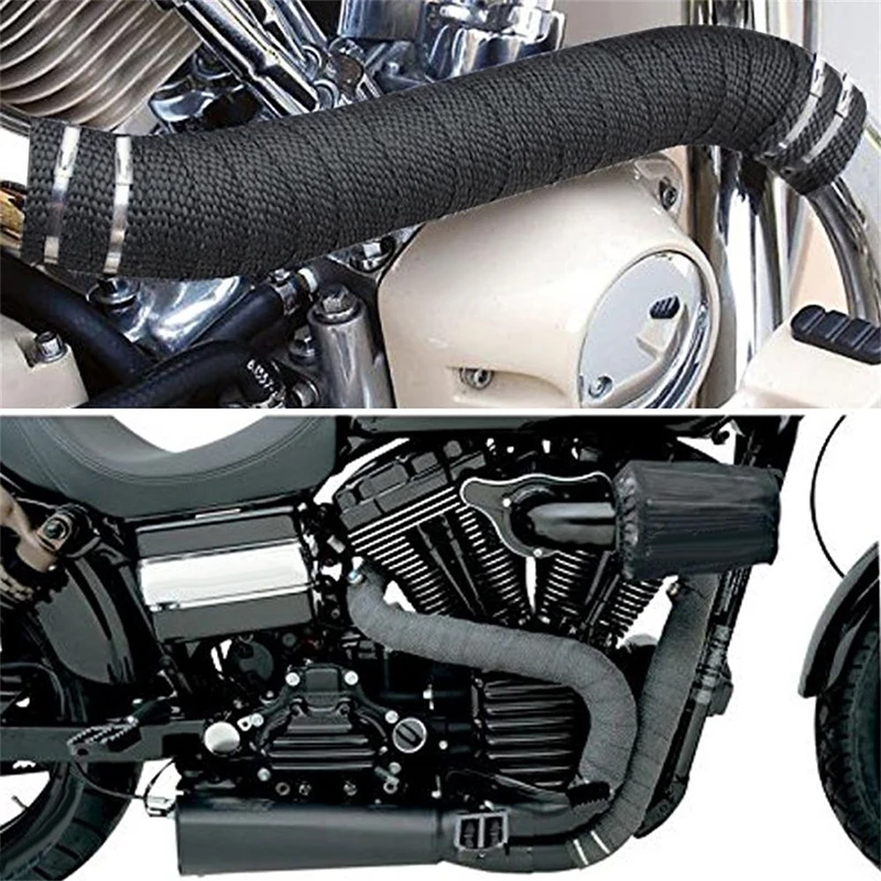 

5 M CAR MOTORCYCLE EXHAUST MANIFOLDS FIBER GLASS THERMAL HEAT WRAP TAPE BLACK