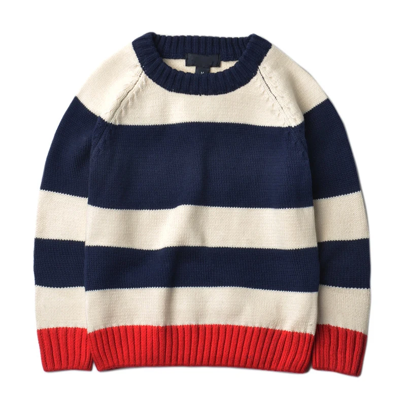 

YY-852 Autumn Winter Kids Strip Pattern Sweater Boys Girls Retro Sweater Kids Knitted Pullovers Kids 2-8T Warm Sweater Outerwear