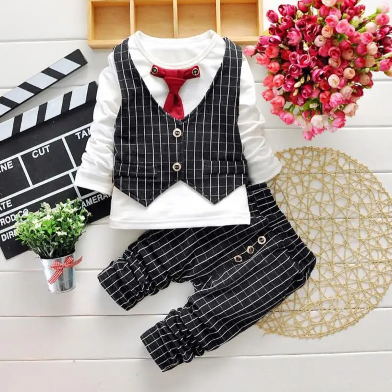

2017 Fashion Baby Boy Clothes Sets Gentleman Suit Toddler Boys Clothing Set Long Sleeve Kids