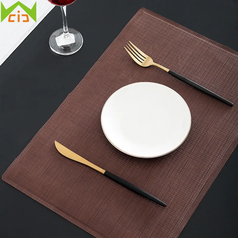 WCIC Anti Skid PU Leather Table Mat Waterproof Placemat Kitchen Restaurant Cafe Tableware Pads Heat Resistant Dining Decoration
